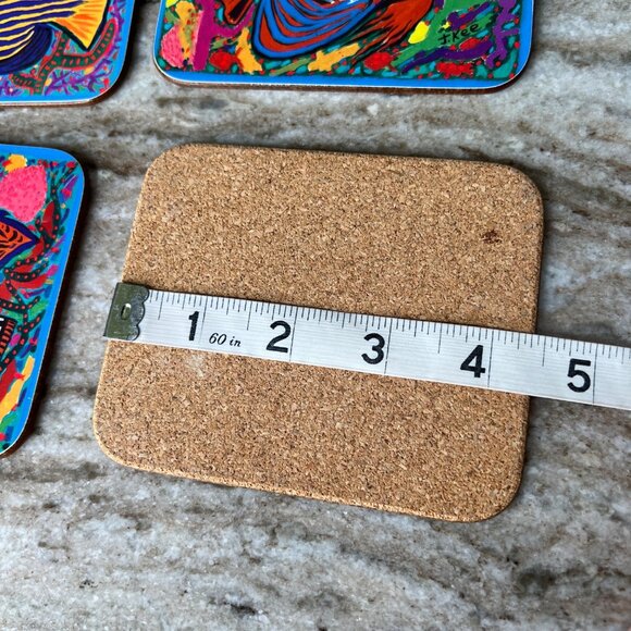 Rare VTG Jenny Kee Set Of 6 Coasters Cork Back Barrier Reef Tropical Fish - Picture 9 of 13